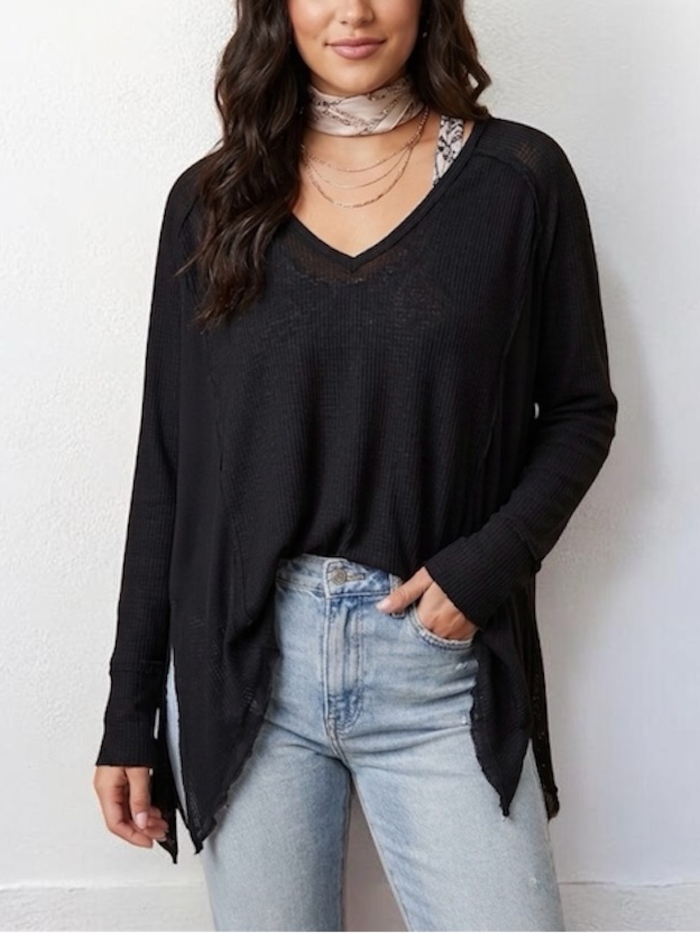 Free People | Thermal Waffle knit Long Sleeve Tunic